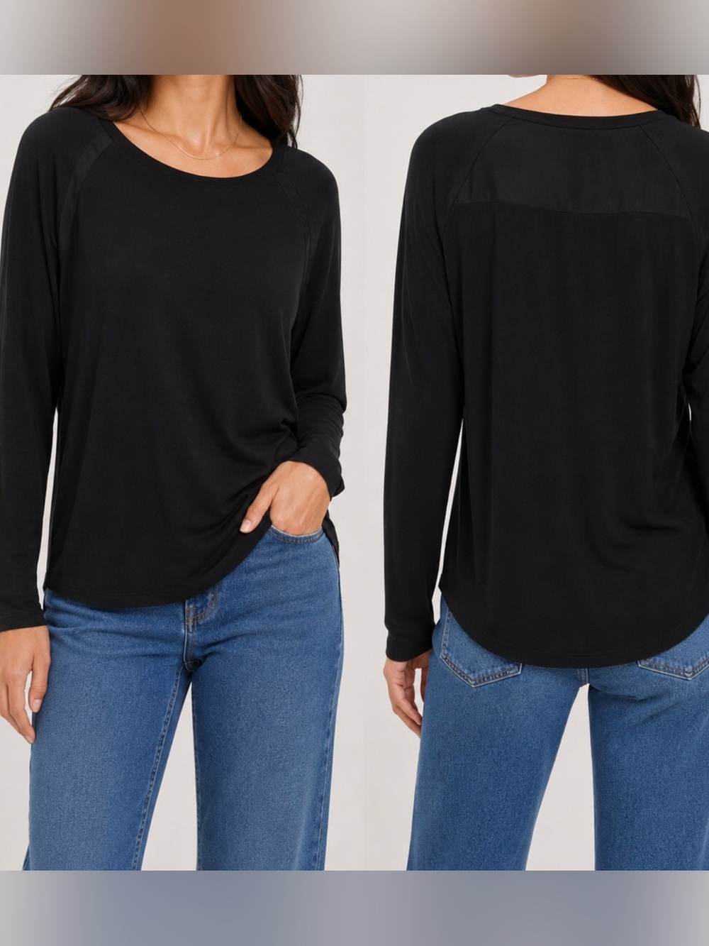 Vince Black Long Sleeve Knit Top Size L Minimalist Lightweight Sweat
